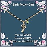 Nupdot Birth Flower Necklaces Birthday Gifts for Women | 14K Gold Plated Birth Month Floral Birthstone Pendant Necklaces Wildflower Flowered Jewelry Gifts for Mom Friends