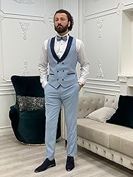 Wangyue Slim Fit Suit for Men Khaki 3 Piece Tuxedo