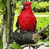 Handsider Tree Hugger Cardinal, Garden Statues Resin Large Red Bird Garden Peeker Decor Figurine Hanging Tree Face Sculpture Yard Ornaments