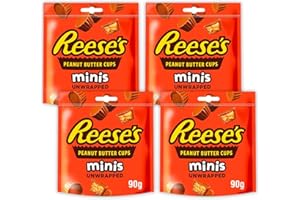 CHAIN & JO SWEETS Mini Reeces Peanut Butter Cups - 4 Chocolate Pack - Recessed Peanut Butter Cups - Unwrapped Mini Peanut Butter Cups - Chocolate Milk - Christmas Candy Chocolate - Reeces Fast Break
