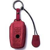 CDYSIKLL for BMW Suede Genuine Leather Key Fob Cover Compatible with BMW 1 3 4 5 6 7Series X3 X4 X5 X6 M5 M6 3GT 5GT