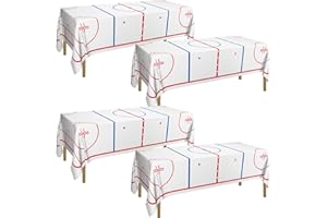 4 Pcs Hockey Table Cloths - 130 x 220 cm Ice Hockey Rink Table Covers for Sports Event Party Decor Dining Room Kitchen Decora