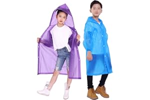 Makonus Kids Rain Jacket, 2 Pack Rain Ponchos for Kids - Reusable Raincoats for Boys and Girls Waterproof Outdoor Rain Gear