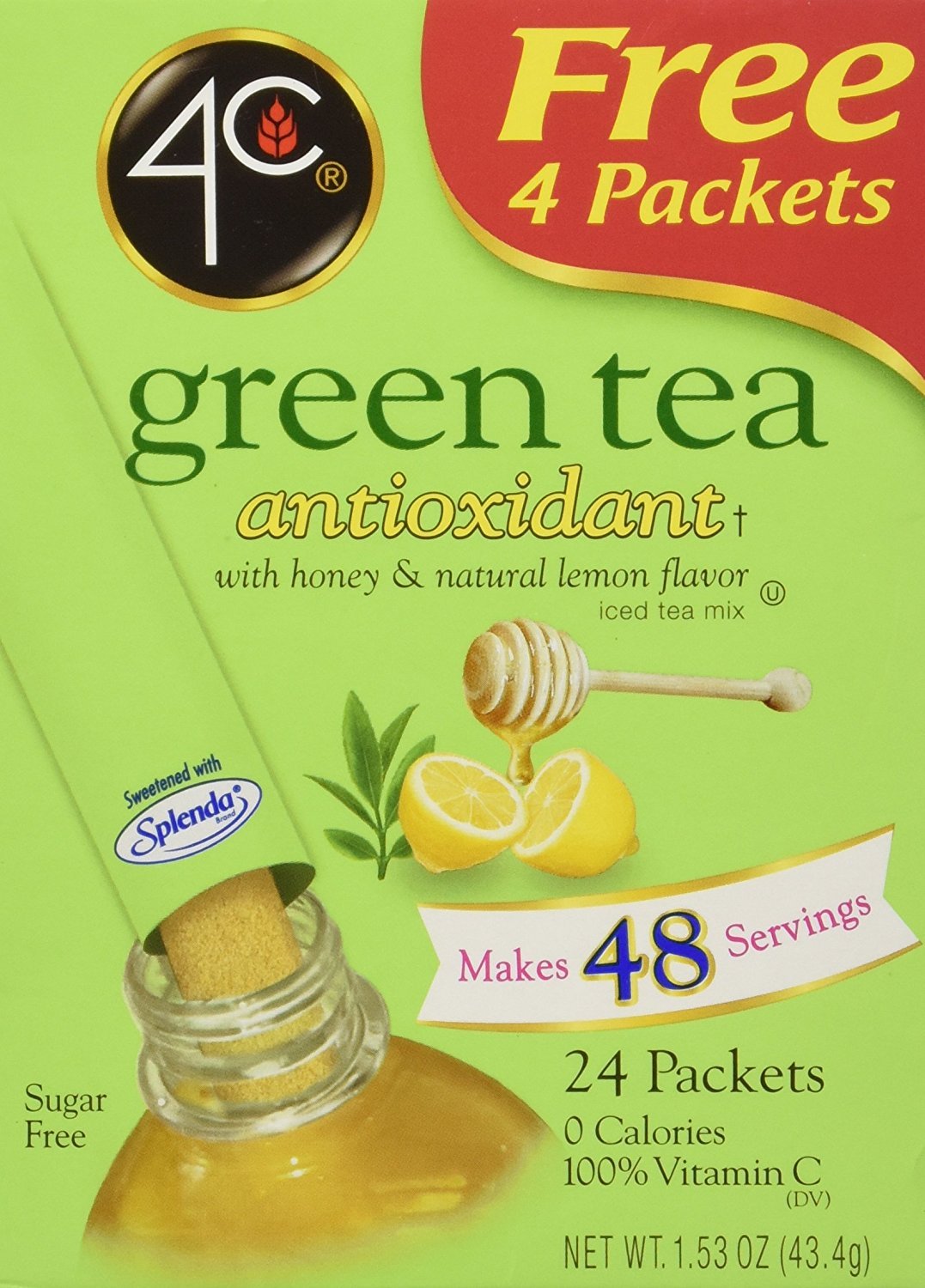 4C Iced Tea Green Tea Antioxidant with Honey 24 Stix eBay