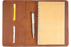 THE ANTIQ TheAntiq A5 Leather Journal Cover Handmade, Notebook Cover with Business Card Slots, Refillable Journal Cover for Men & Women