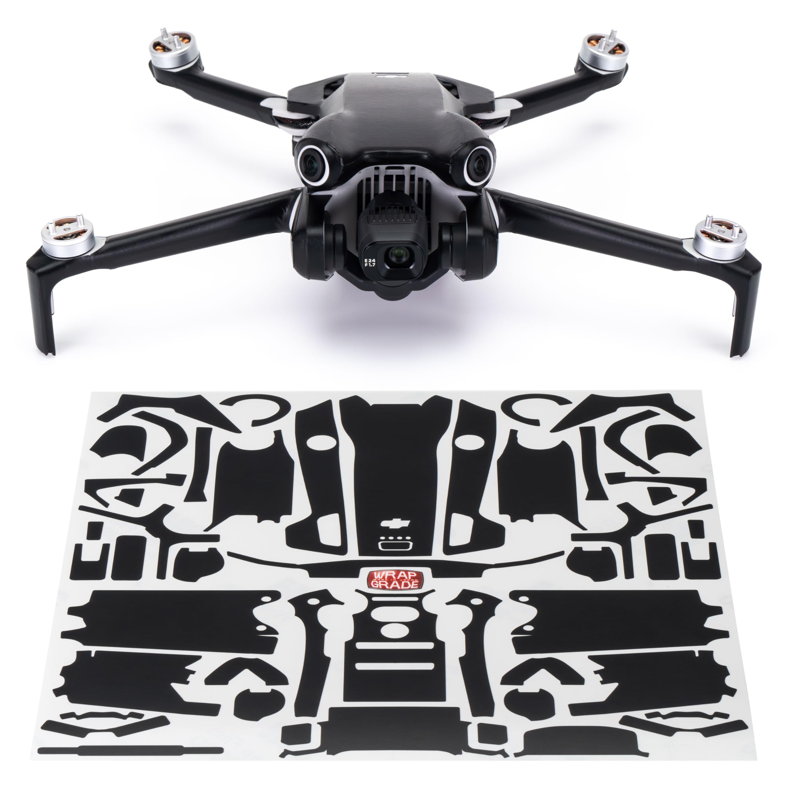 WRAPGRADE Skin Stickers Compatible with DJI Mini 4 Pro | Full Wrap (Stealth Black)