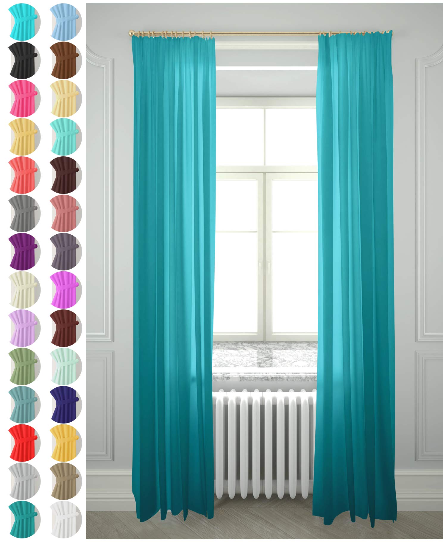 Megachest gathering tape voile curtain(teal blue W 56" x L 54" (2 Panels))
