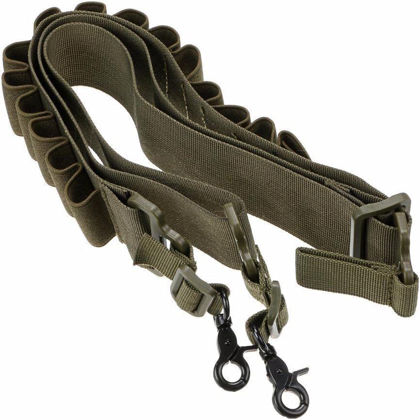 Coolove Tactical 2 Point Shotgun Sling 15 Shell Ammo Holder Bandolier 12Ga Nylon Military Shotgun Shell Sling