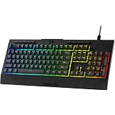 Redragon K525 RGB Backlit 104 Keys Wired Membrane Gaming Keyboard w/ 5 Multimedia Keys &amp; 4 Extra On-Board Macro Keys, Dedicated Media Control, Ergonomic Wrist Rest, Linear Mechanical-Feel Switch
