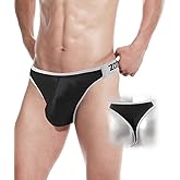 JINSHI Men's Thong Underwear Sexy Bulge Pouch T-Back Briefs Man Silk Low Rise Sport Stretchy Underwears Tangas