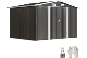 Outsunny 10' x 8' Metal Shed, Heavy Duty Outdoor Storage Shed with 4 Vents and Lockable Double Doors, Tool Storage House for 