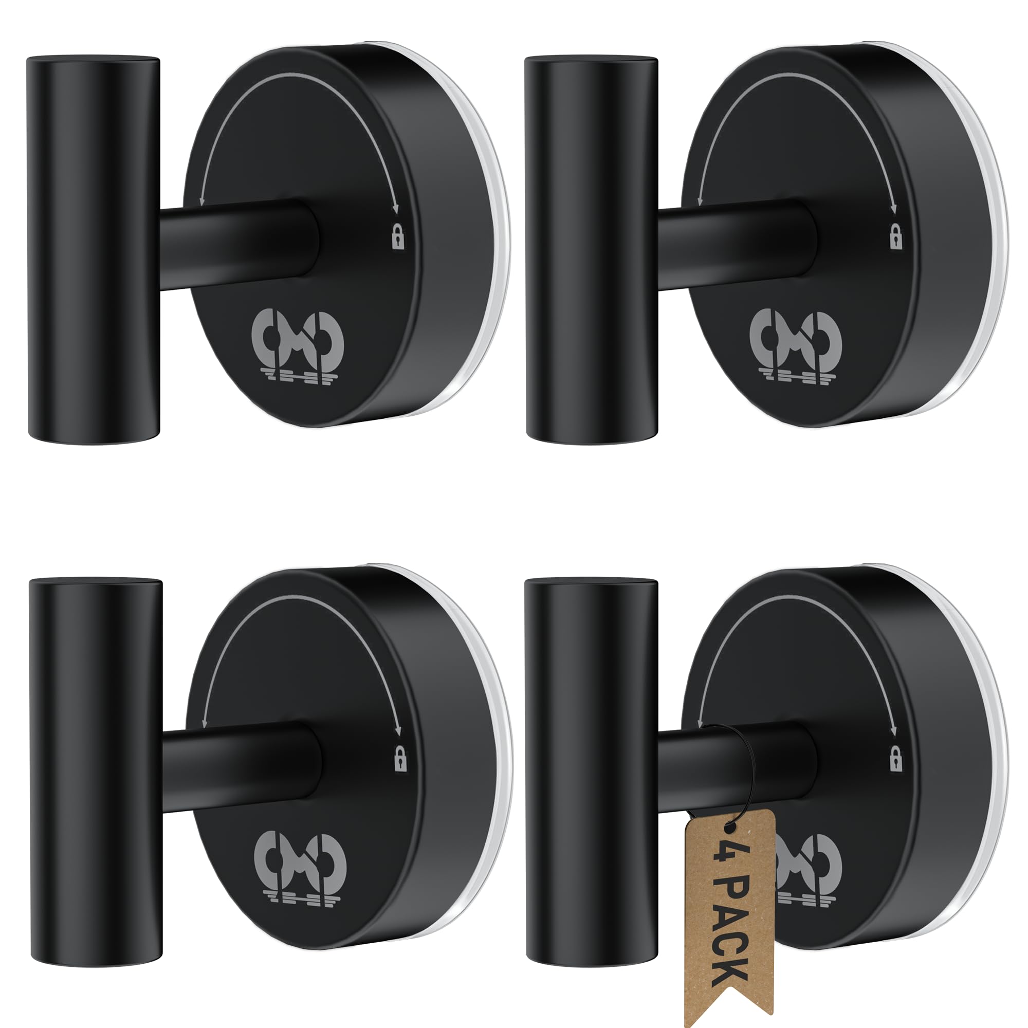 Photo 1 of CMDZHF Suction Cup Hooks for Shower 4Pcs Suction Towel Hooks Bathroom Suction Hooks for Shower Wall, Kitchen, Glass, Mirror, Tile, Towel, Coat, Robes, Loofah -Black