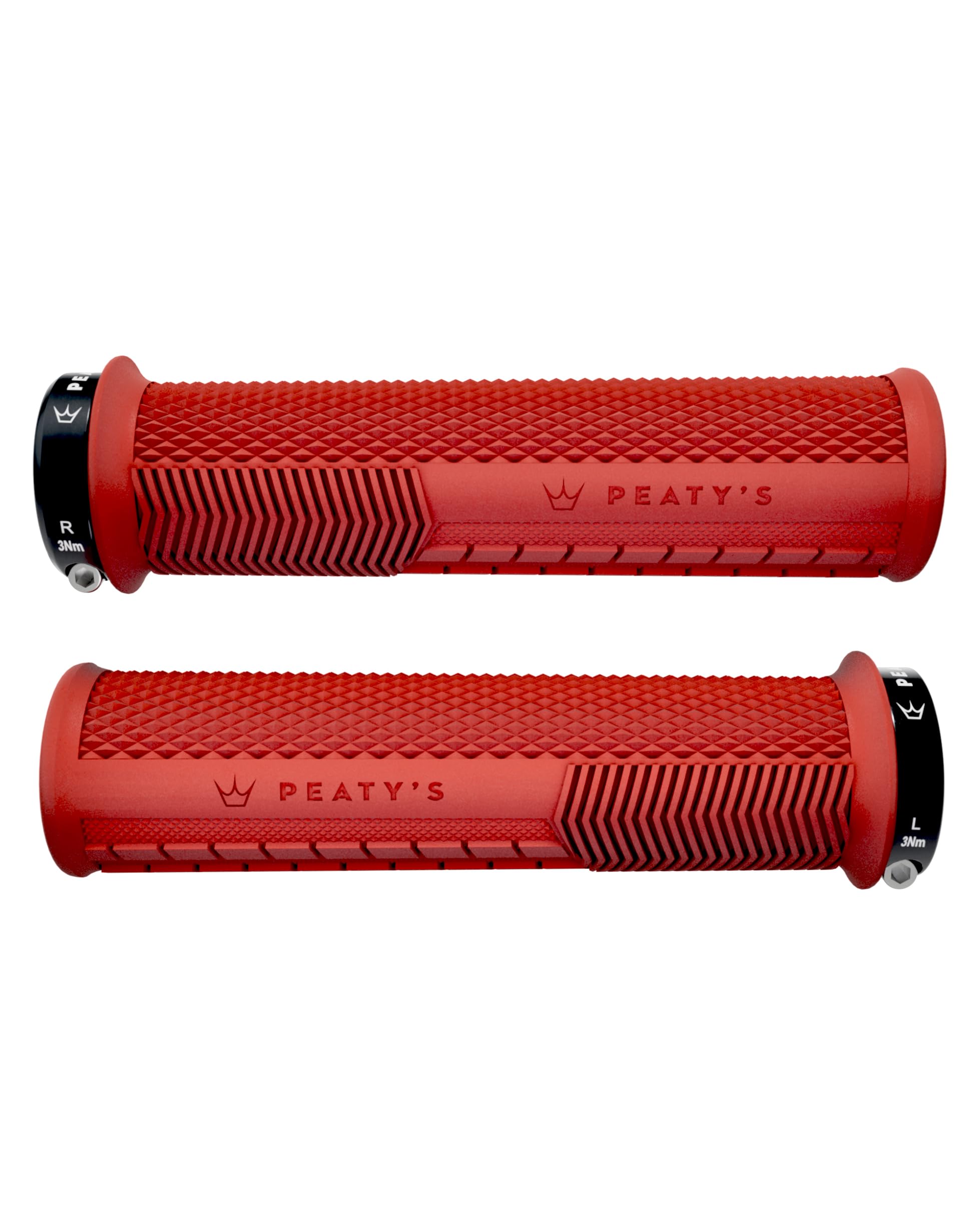 Peaty's Monarch Grips - Knurl Bike Grips, Ergonomic Handlebar Grip for Precision Control, Supportive Thumb Pad & Finger Bars, Durable BMX, Ebike & Mountain Bike Grip - Thin 30-32mm, Red