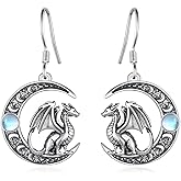 SVODEA Mushroom/Dragon/Raven Earrings 925 Sterling Silver Mushroom/Dragon/Raven Dangle Earrings Moon Phase Jewelry Gifts for Women