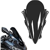 Double Bubble Windshield Fit for Ninja ZX-4RR ZX-4R 2023-2026, Black | Racing Windscreen for ZX-25R 2020-2024, 4mm Polycarbonate, Highway Wind Protection, Aggressive Look, Easy Bolt-on
