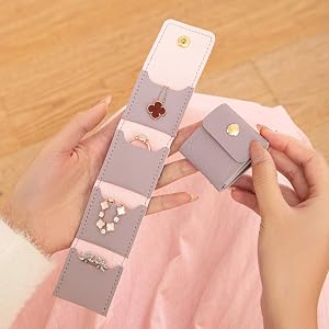 Portable Foldable Jewelry Roll, Travel Jewelry Organizer Pouch for Necklaces, Earrings, Rings, Bracelets, Small Jewelry Stora
