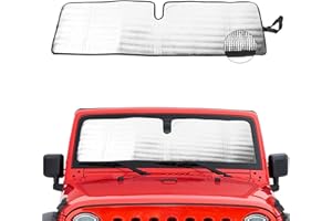 RT-TCZ Windshield Sunshade Sun Shade Heat Shield Sun Visor Mat Compatible with Jeep Wrangler Rubicon Sahara TJ JK JKU 2 Door & 4 Door