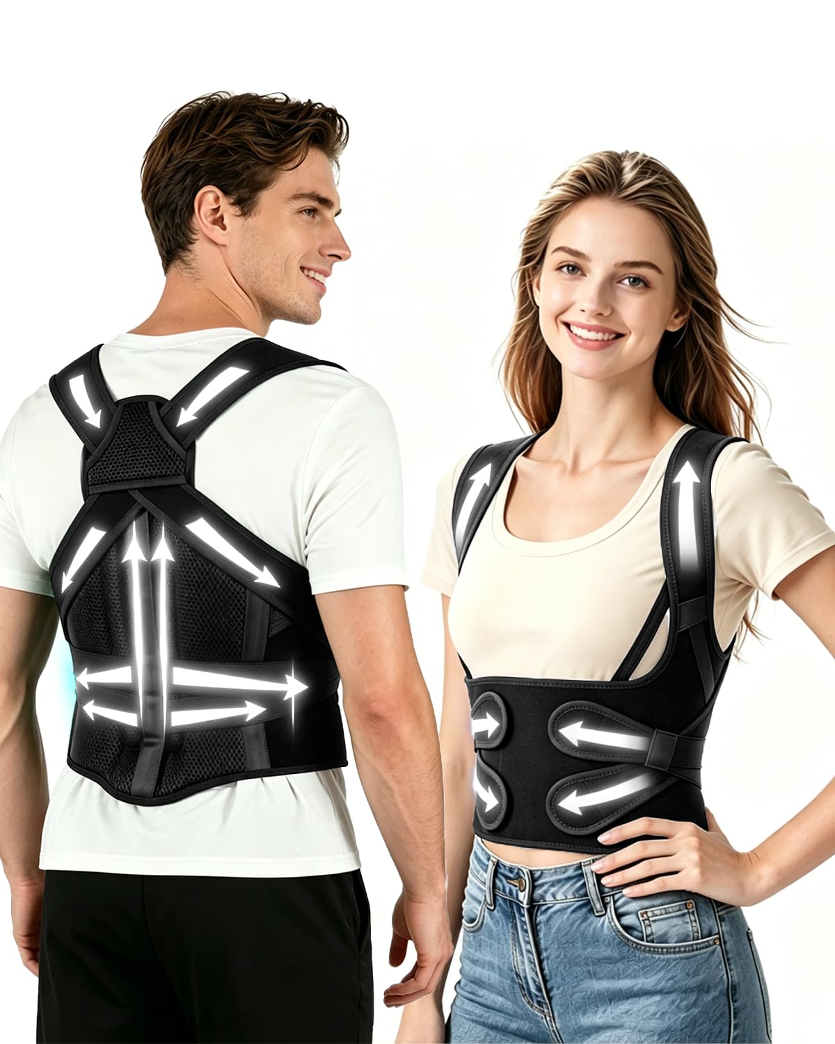 posture corrector for women & men, upgraded dynamic traction correction system – helps reduce upper 