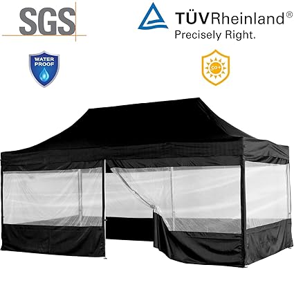 INSTENT® Pro 3x6m Faltpavillon + Seitenteile, Alu Pavillon, WASSERDICHT (SGS geprüft) + UV-Schutz 50+ (TÜV Rheinland geprüft)