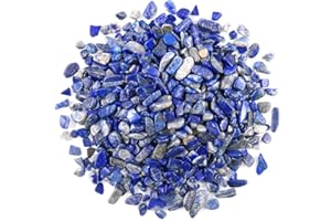 SEEKUP 1 Lb (460 g) Decorative Crystal Pebbles Irregular Shaped Lapis Lazuli Stones Small Tumbled Chip Gravel Crushed Gemstone Pieces Deep Blue Quartz Perfect for Bottle/Vase/Plant/Fish Tank Decoration