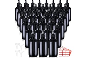 Dandat 50 Pack 4 oz Glass Dropper Bottles Leakproof 120 ml Glass Tincture Bottles with Eye Droppers, 4 Funnels, 54 Labels for Essential Oil Perfumes Hair Oil(Black)