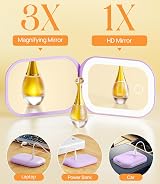 Gospire Lighted Compact Mirror Purple 1X/3X Magnification Three-Color LED view 5