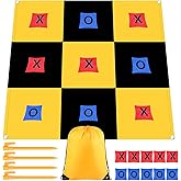 Outdoor Giant Tic Tac Toe Bean Bag Yard Games for Adults Family, Portable Tic Tac Toe Bean Bag Toss with 10pcs Bean Bag, Large Outdoor Lawn Backyard Carnival Field Birthday Party Family Games