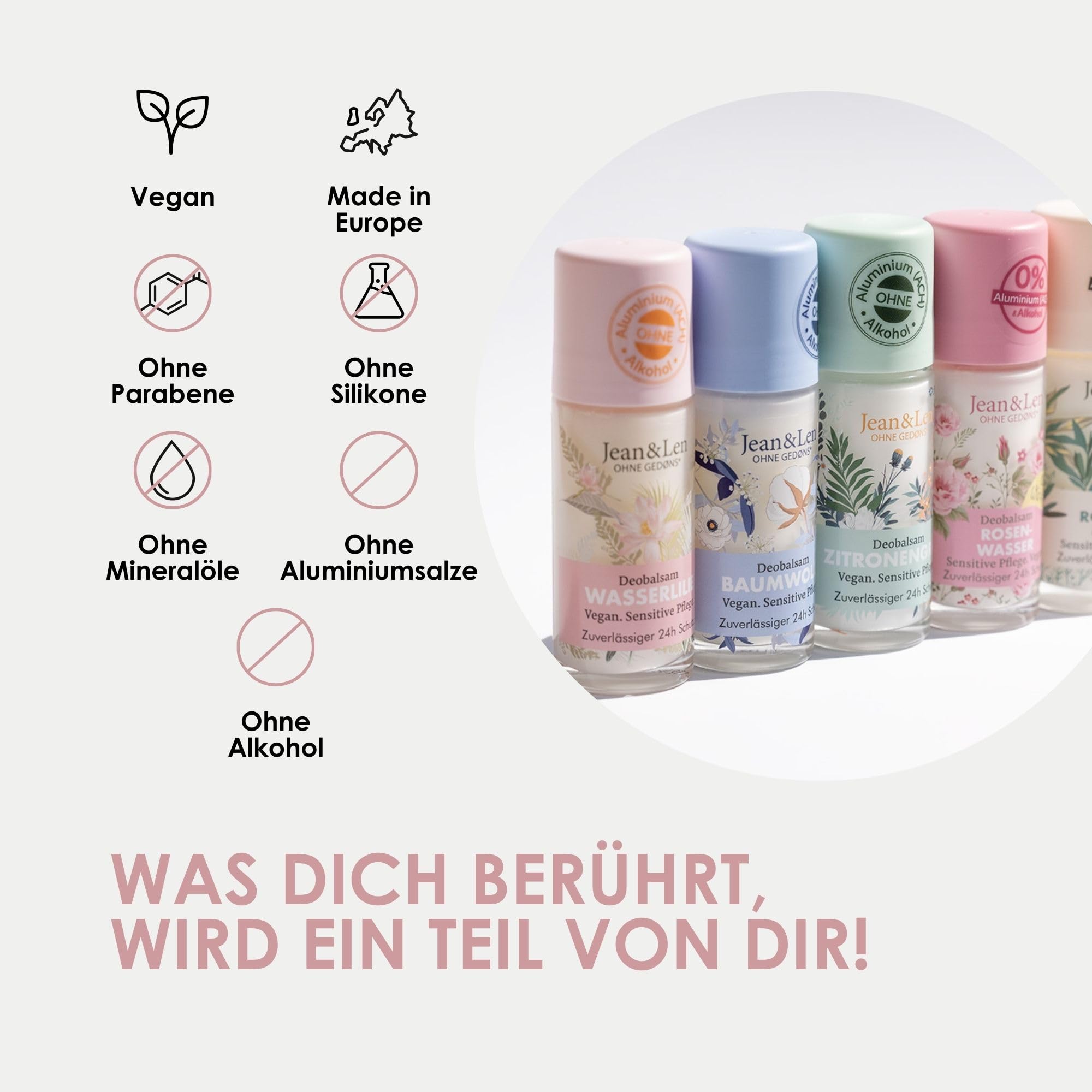 Jean & Len Deobalsam Wasserlilie, schenkt auf natürliche Weise bis zu 24h Deo-Schutz, sensitive Pflege, Ideal auch nach der Rasur, Deo ohne Aluminium & Alkohol, vegan, 50 ml 7