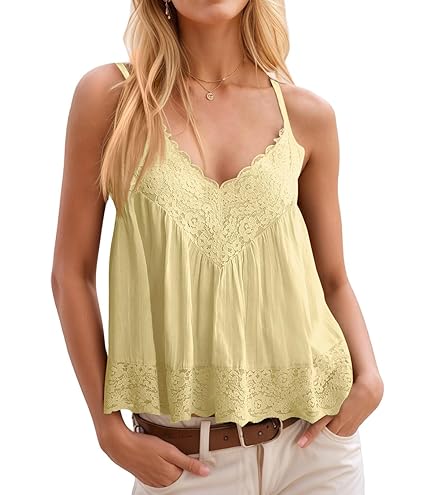 Women Sexy Y2k Frill Trim Camisole Lace V Neck Crop Top Ruffle