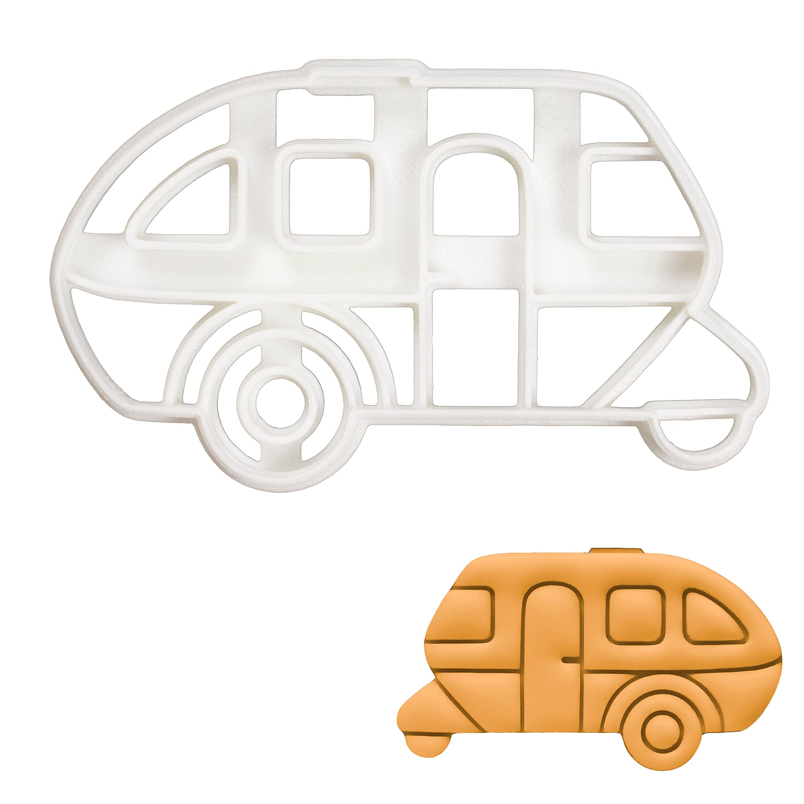BAKERLOGY Camping Caravan Cookie Cutter - Detailed Biscuit Cutter Design for Baking and Crafts, Ideal on Fondant, Dough, Clay