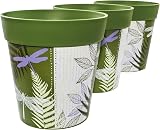 Hum Flowerpots Set of 3 Green Dragonflies 22cm Indoor Outdoor Planters view 1