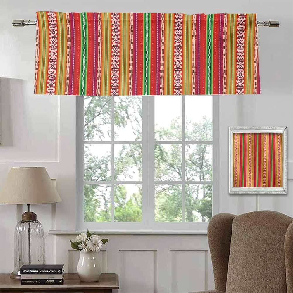 Kitchen Window Valance Native American Energy Saving Curtain Valance South American Colorful Pattern with Birds Bolivian Traditional Borders for Holiday Season Home Decor Rod Pocket Panel 56