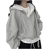 GORGLITTER Women's Oversized Zip Up Hoodie Baggy Long Sleeve Cute Comfrt Fall Travel Hoodie with Hidden Pockets 2025