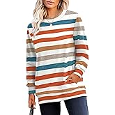 RUMIA Crewneck Fall Sweatshirts for Women Trendy- Women's Plain Long Sleeve Pullover Tops with Pockets Fashion