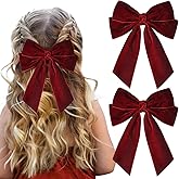2PCS Velvet Hair Bow Red Bow Hair Ribbon Clips for women Girls Fall Alligator Hair Clips Hair Accessories Toddlers Kids Teens