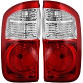 Tail Light Assembly Compatible With 2004 2005 2006 Toyota Tundra | Driver and Passenger Side Halogen Rear Brake Lamps With Bulb And Wiring Harness Fit 4 Door Double Cab