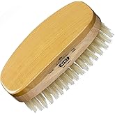 Kent MS23D Finest Men's Military Style Hair Brush - Satin and Beechwood Travel Size Base, Soft Pure White Natural Boar Bristle Ideal for Fine or Thinning Hair and Sensitive Scalps. Beard brush