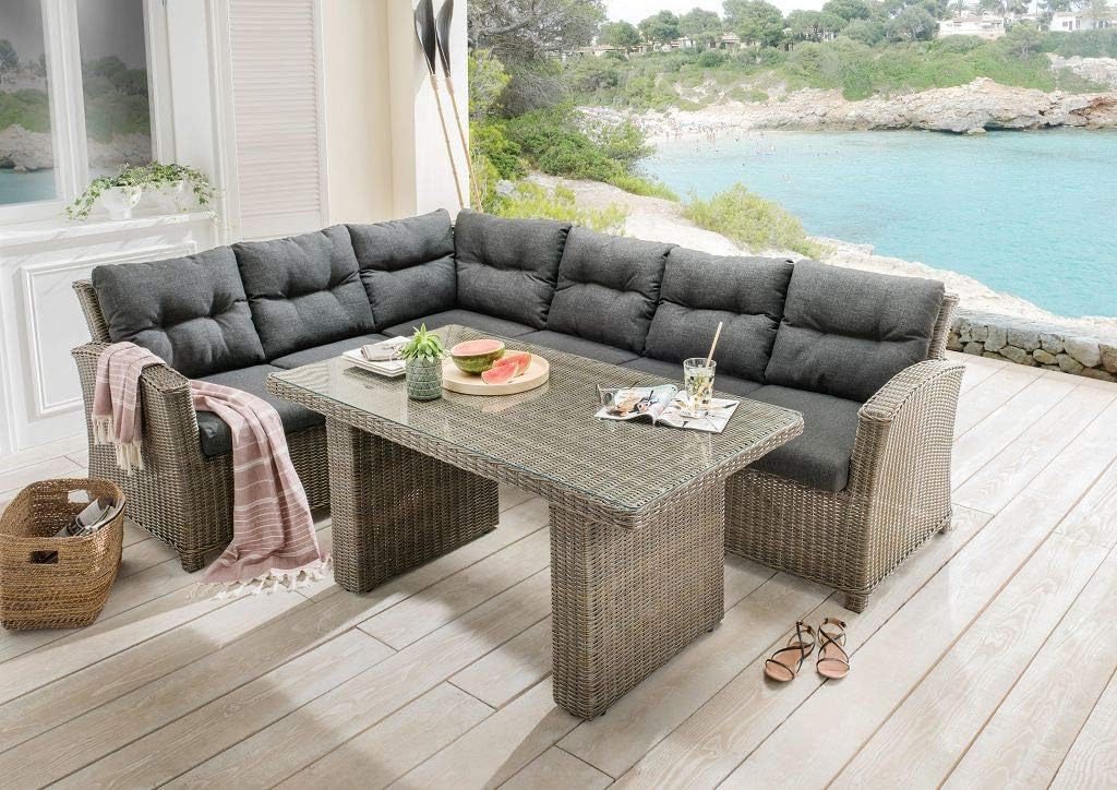 Dreams4home Lounge Sidney Garden Furniture With Upholstery Including Table Lounge Furniture Rattan Garden Amazon Co Uk Garden Outdoors