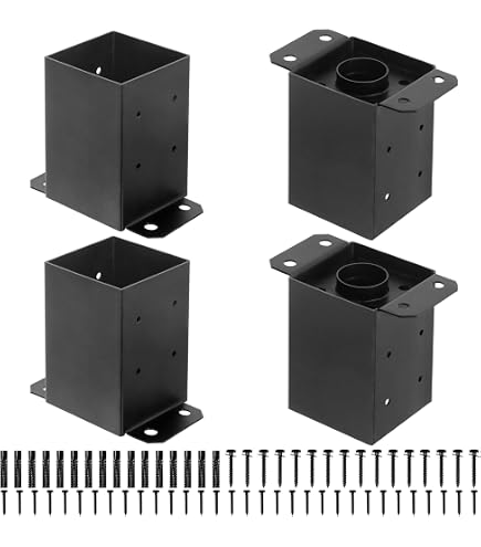 Heavy-Duty 4x4 Post Base For Concrete - No Digging Needed, Easy Mount (Black, Set Of 2)