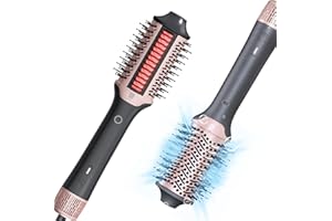 WEBEAUTY Blow Dryer Brush Hair Straightener | High-Speed 2-in-1 Hair Styler One Step Hot Air Brush Hair Dryer Volumizer with Straightening Brush Comb for Silky Smooth 110000 RPM Black