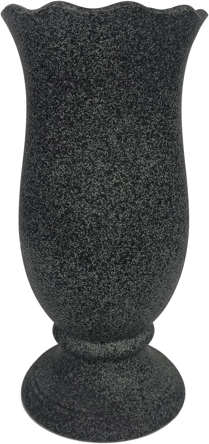 Decorative Garden Stakes - Memorial Grave Cemetery Vase Decoration for Grave Cemetery in Ground Marble Color with Spikes and Flower Foam