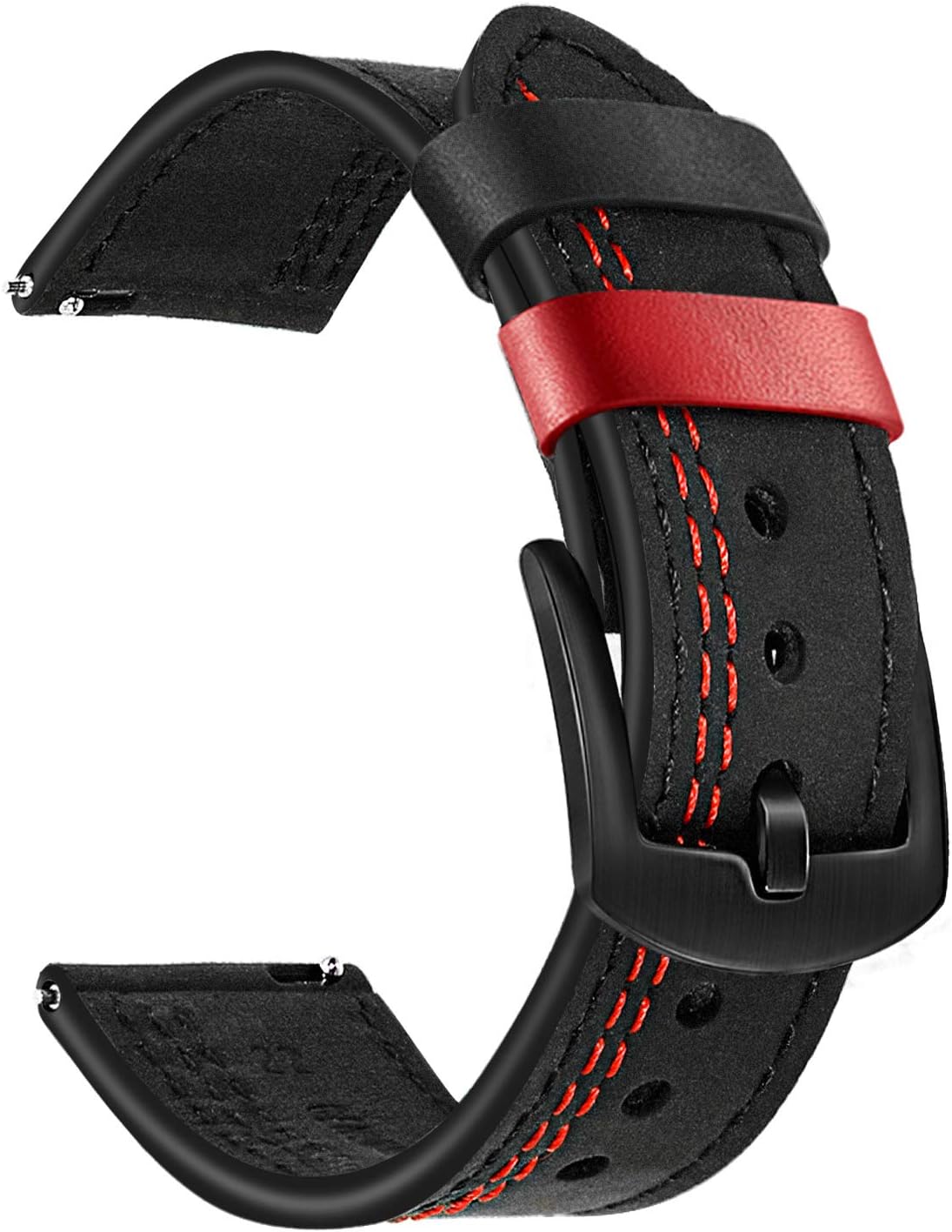 TRUMiRR compatible Galaxy Watch 42mm / Active Bands, 20mm Double Color Genuine Leather Watchband Quick Release Strap Wrist Bracelet for Samsung Gear Sport, Garmin Vivoactive 3, TicWatch E