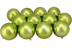 NORTHLIGHT 12ct Shiny Kiwi Green Shatterproof Christmas Ball Ornaments 4" (100mm)