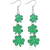St Patrick’s Day Earrings, Shamrock Dangle Earrings, St Patrick’s Day Clover Hat Drop Earrings for Women St Patrick Party Accessories Decoration