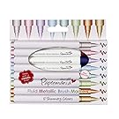 Metallic Pens by docrafts Papermania, Pack of 8 High Quality Shimmery Coloured Brush Tip Pens, Dries With a Metallic Finish, For Colouring, Card Making, Patterns and Craft Projects