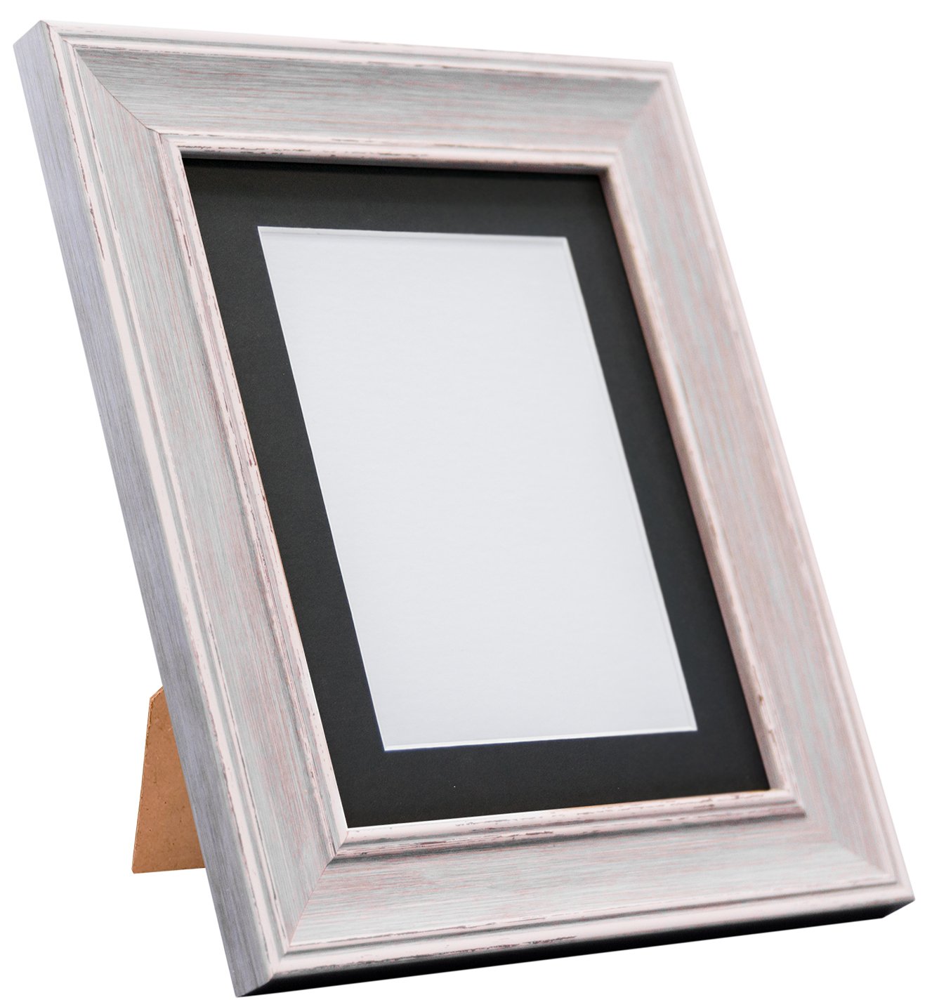 FRAMES BY POST Scandi Vintage Picture Photo Frame, Recycled Plastic, Distressed Blue with Black Mount, 9 x 7 Image Size 6 x 4 Inch