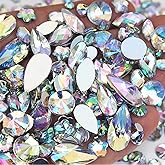 1000pcs Crystal AB Rhinestones for Crafts, Face Gems Jewels Art for DIY Costume Making Cosplay Clothes Nail Crafting Embellishments Gems Decorations (White AB)