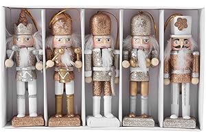Didiseaon Christmas Nutcracker Figurine Small Set of 5Pcs, Christmas Nutcracker Hanging Ornament, Xmas Nutcracker Soldiers Wooden Nutcracker Hanging Decorations for Xmas Tree