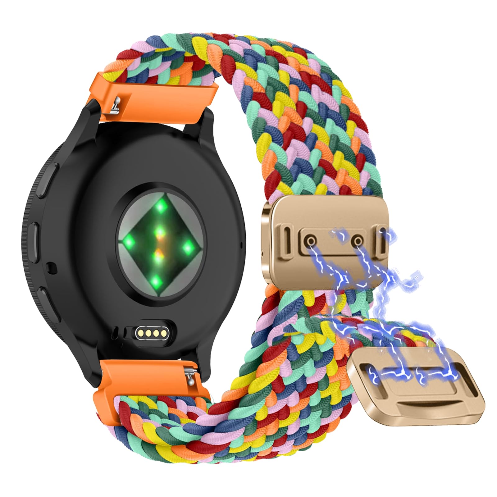 Niboow 22mm Magnetic Braided Watch Band Compatible for Garmin Venu 3/Forerunner 265, 255/Venu 2, Nylon Elastic Replacement Strap for Huawei Watch GT 5 46mm/GT 5 Pro 46mm/GT 4 46mm - Colorful