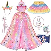 Rolevoria Princess Dress Up for Girls, Light Up Princess Costume Cape Set, Christmas Birthday Gifts Toy for Girls Age 3 4 5 6